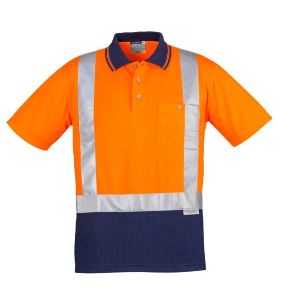 SYZMIK Mens Hi Vis Spliced Polo - Short Sleeve Shoulder Taped Thumbnail